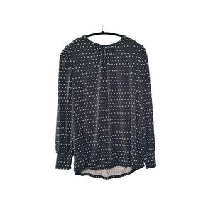 Lane Bryant Black Blouse with White Polka Dots